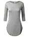 URBANCLEO Womens 3/4 Sleeves Mini Dress Jersey Long T-Shirt Hgray Small