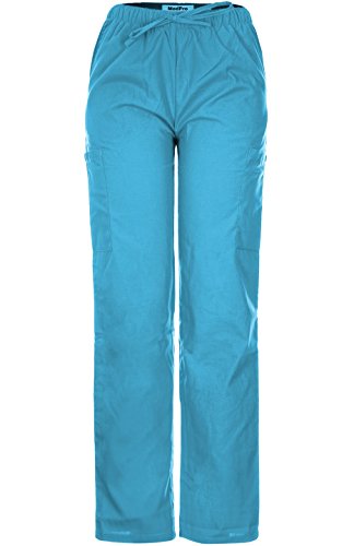 MedPro Women's Medical Scrub Set Mock Wrap and Cargo Turquoise L (GT-756)