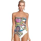 Zxzy Women One Piece Cotton Blended Floral Bikini Monokini Set Push-up Swimsuit