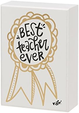Best Teacher Ribbon Box Sign 5-in Teacher of the Year Award EB-8572
