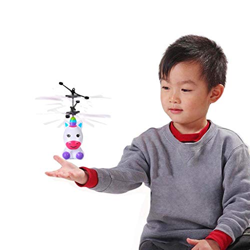 Aobiny Flying Mini RC Infraed Induction The Robot Flashing Light Toys for 6 Year Old Boys Girls Kids ,Mini Remote Controlled Robot for Birthday Holiday Xmas Gift (B)