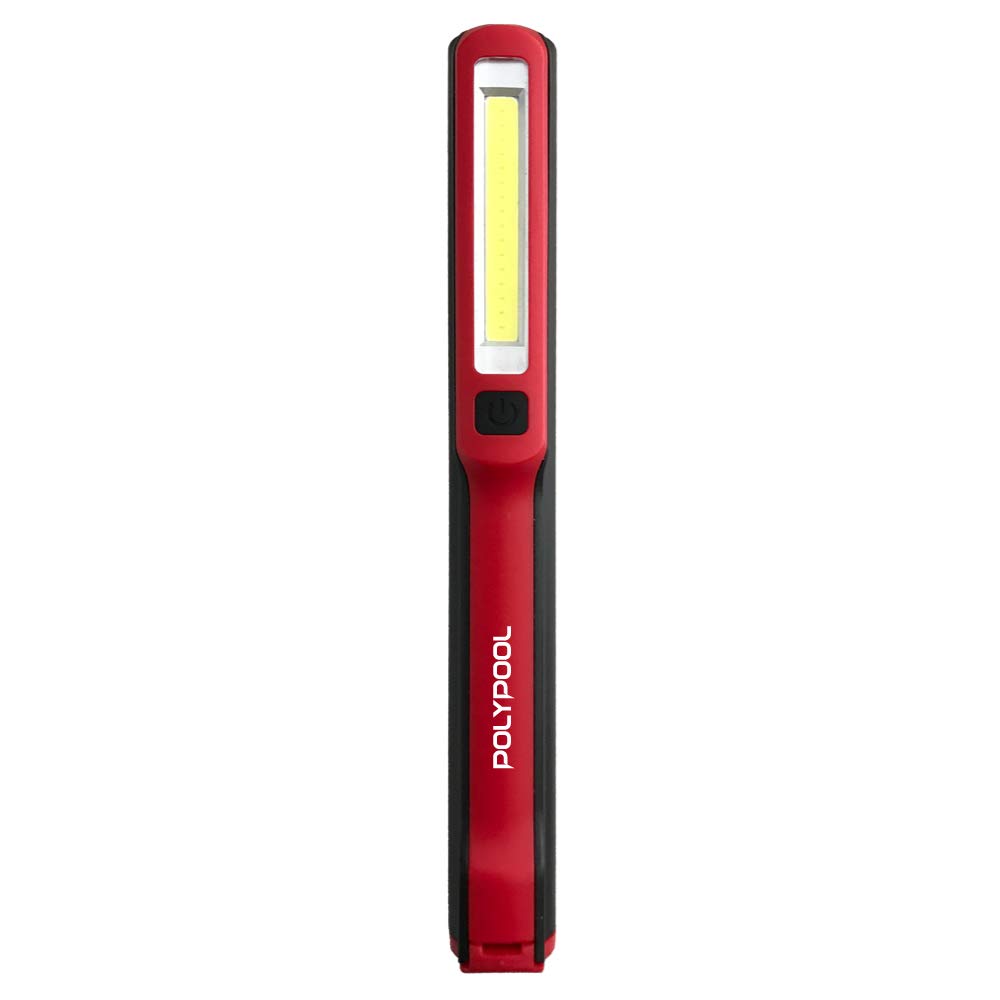 POLY POOL - PP3164 Rechargeable LED Work Torch with Ultra LED Light COB 3W 200lm & Top Pocket 140lm Portable Lamp Ideal for Workshop Work Magnetic Clip and USB Rechargeable Battery