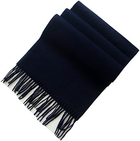 Navy Cashmere & Wool Scarf Solid Color, Fashionable Thin Lightweight Scarf for Men and Women in Cold Weather with Gift Box