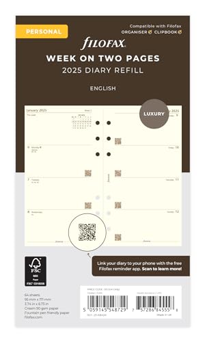 Personal Week on two pages cotton cream English 2025