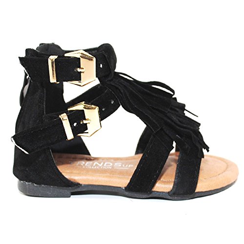Baby Toddler Girls and Little Girls Strappy Buckled Fringe Gladiator