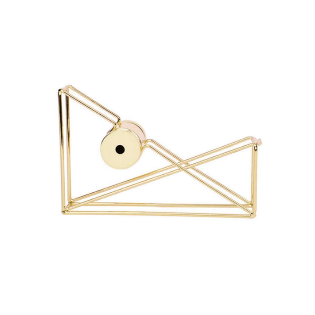 ARFUKA Tape Dispenser Desktop Tape Dispenser Metal Wire Tape Holder Cutter Dispenser Stand Holder Rack for Home Office School Stationery Gold