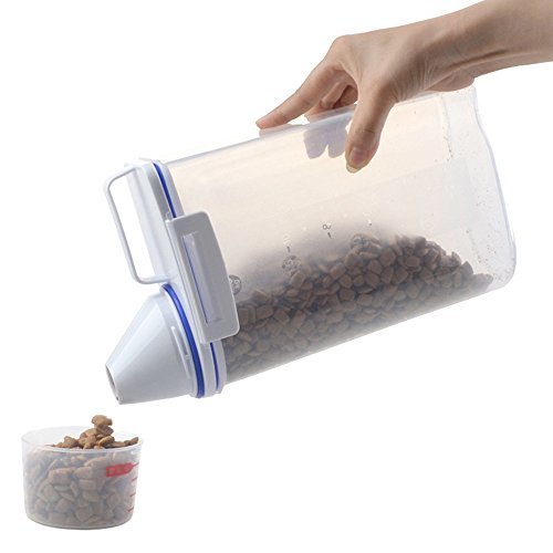 THINKPRICE Pet Food Container Dog Cat Food Storage Containers Pet Dry Food Dispenser Graduated Cup Seal Buckles Dogs Cats