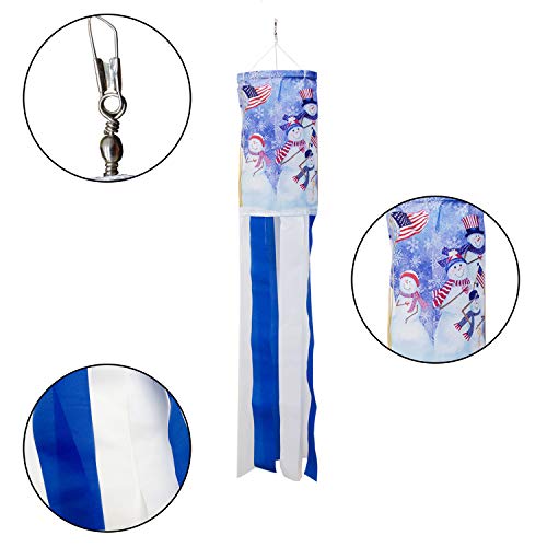 PINCHUANG 40 Inch Snowman Winter Windsock Flag, American Windsock Flag Outdoor Hanging Decoration for Front Yard Patio Lawn Garden Party Decor (Style E)