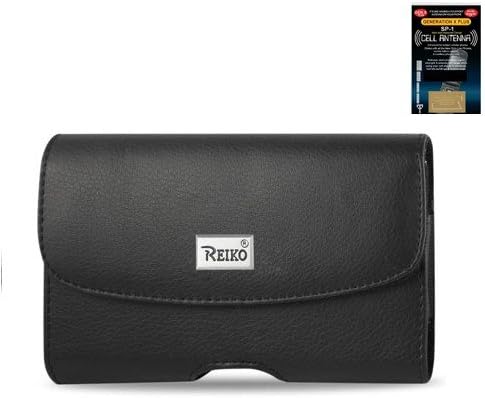 Samsung Galaxy Rugby Pro Horizontal Leather Case with Magnetic closure with belt clip and belt loops (Plus Size will Fit w/ Otterbox Commuter on) + Cell Phone Antenna Booster