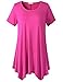 LARACE Short Sleeve Shirts for Womens Plus Size Tops Casual Summer Clothes Asymmetrical Tunic Blouses(Fushia 1X)