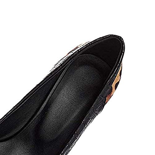 LUOLAN Women Sexy Leopard Pumps Shoes,Pointed Toe 3.1 Inch/8cm High Heels Stilettos Club Dress Shoes (7 MU S) Black