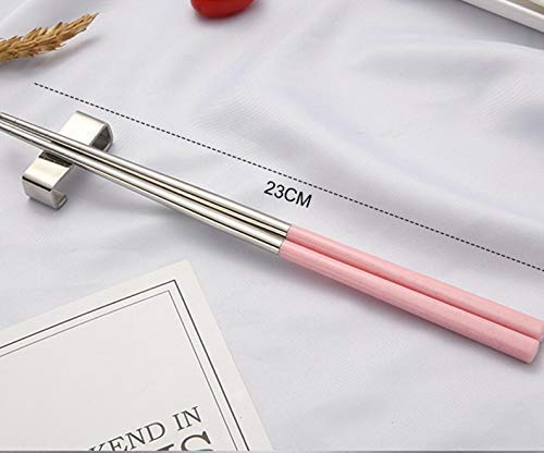 4 Pairs of Stainless Steel Wheat Straw Chopsticks Set,Environmental Reusable Heat Resistant Stainless Steel Wheat Straw Handle Traditional Chinese Chopsticks