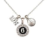 Custom Player ID Volleyball Necklace (#6, One Size)