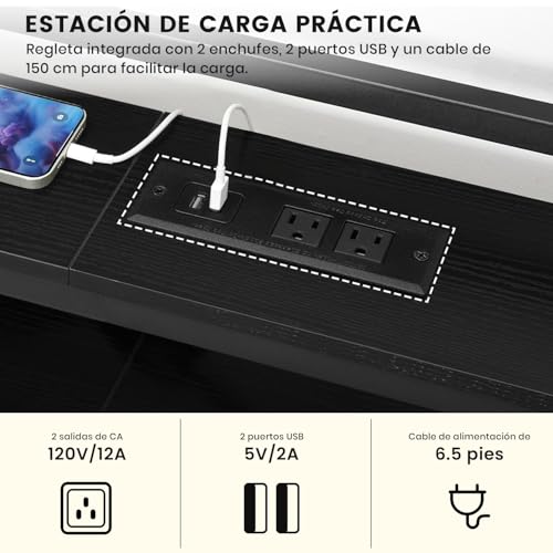 KVOZEN Cabecero de Cama Queen Size 150cm con Luces LED RGB Inteligentes, Cabecero Acolchado con 4 Puertos de Carga USB y Type-C, Estante y Control Remoto, Cabecero Matrimonial Moderno para Dormitorio