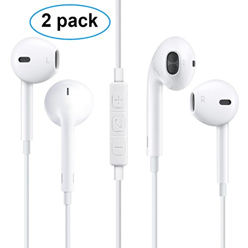 iZoon (TM) 2 Pack Wired In-Ear Earphones with Mic and Volume Control for Apple, Android and Windows Devices
