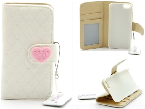 ZZYBIA IP5 QH Off White Leatherette Stand Case Card Holder Wallet for Apple Iphone 5 5s