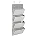 mDesign Chevron Wall Mount/Over Door Fabric Closet Storage Organizer for Toys, Baby/Kids Clothing - 4 Pockets, Gray/Cream