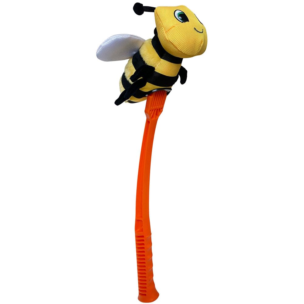 HUNTER FUNKI FLINGERZ Bee Dog Toy, Made of Robust Nylon and Soft Plush, Compatible with Slingshot Rod, for Fetch Fun, Washable at 30 °C, Size: 16 cm