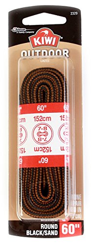 Kiwi Boot Laces, 60-inch, Round, Black/Sand