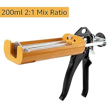 Manual Epoxy Applicator Gun 200 mL/6.75 fl oz (2:1 Mix Ratio) Dual Component Adhesive Cartridge Applicator Double Caulk Gun 2 Part Caulking Gun for 08115 08116 -Vitality Yellow ...