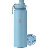 Cubitt Insulated Sports Hydro Water Bottle 24 oz, 2 Lids (Coffee Lid and Wide Mouth Twist Sports Lid), Stainless Steel, Double Walled. Cold for up to 24 hours, Hot for up to 12 hours. (Blue 24 oz)
