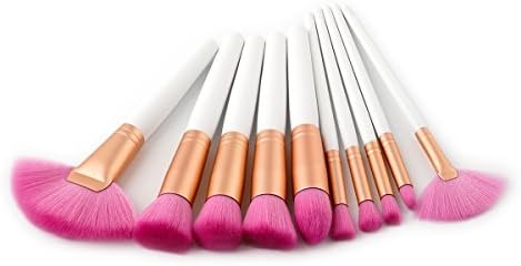 Saking 10 Pieces Makeup Brushes Set Professional Foundation Eyebrow Blush Cosmetics Brush Kit(White)