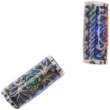 Mirage Color Changing Mood Beads - Tubes with Secret Garden Pattern 16x6.5mm (2)