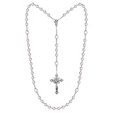 Crystal Dream Luxury Child Keepsake Silver Rosary with Pink Simulated Pearls (RNPPP)