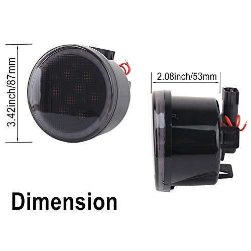 JK Turn Signal Lights White DRL Amber LED Front Grill Signal Parking Lights Smoke Lens Replace 2007-2017 Jeep Wrangler JK JKU