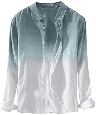 Summer Mens Cool Thin Breathable Lapel Collar Hanging Dyed Gradient Cotton Shirt