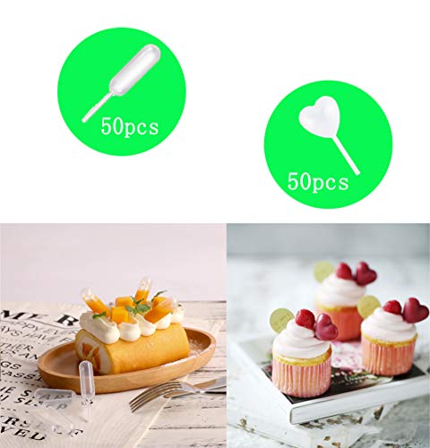 Cupcakes Pipettes,Obecome 100pcs 4ml Plastic Pipettes Squeeze Transfer Pipettes for Cupcakes, Chocolate,Strawberries
