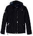 Superdry Men's Technical Pop Zip Hooded Windcheater Jacket, Black/Denby Blue, Large