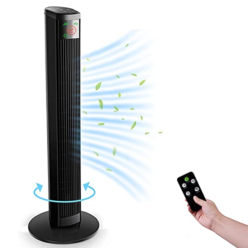 Quiet Tower fan 36 Inch, 45W Stand Fan with Remote Control Touch Panel, 4 Speed Levels and 2