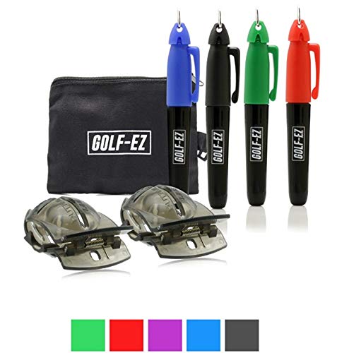 Golf-EZ Golf Ball Marker Line Drawing Alignment Putting Tool Kit with Marker Set and Carry Case