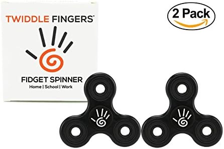 Twiddle Fingers Tri - Fidget Spinner (2 PACK) with 2 to 5 Minutes Spinning Times, Si3N4 Ceramic Bearing (Black - 2 Pack)