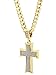 Mens Gold Tone Stardust Curved Cross Thick Pendant Hip-hop 6mm 24