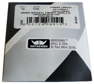 (6 Pk) - 3/8 High Speed Norseman Drill Bits