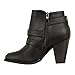 West Blvd Womens Strappy Chunky Block Heel Ankle Buckle Bootie Boots (7 B(M) US, Blackv1 PU)
