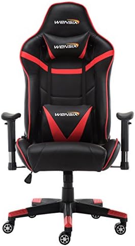 WENSIX Ergonomic High Back Computer Gaming Chair for PC Racing Chairs with Adjustable Headrest and Backrest (Red)