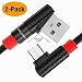 Right Angle USB C Cable, COOLSELL (1ft,2-Pack) Type-C Cord High Speed Nylon Braided 90 Degree USB-C Fast Charging & Data Sync Cable Compatible with Samsung Galaxy S9 S8 Plus, Google Pixel and More