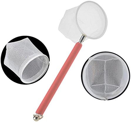 Fish Tank Net Extendable Long Handle 3D Aquarium Fishing Net Pocket Shrimp Catching Net(Random Color)