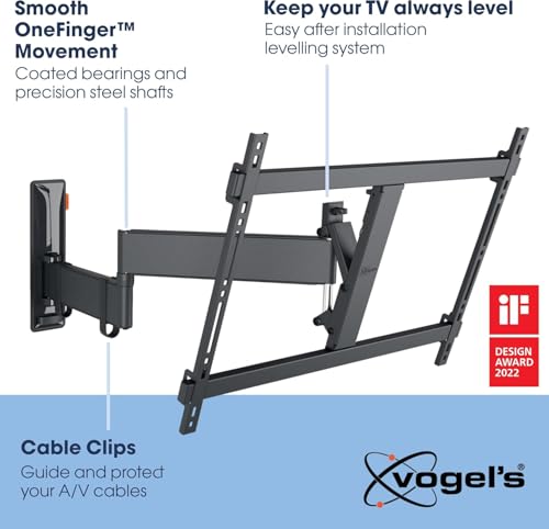 Vogel's TVM 3645 Swivel TV Wall Mount Bracket for 40-77 Inch TVs, Holds TVs Up To Max. 35 kg, Swivels Up To 180° Full Motion TV Mount Max. VESA 600x400, Universal Compatibility
