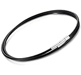 ORAZIO 3MM Leather Necklace for Men Women Rope Cord Chain Stainless Steel Clasp, 14-30 inches
