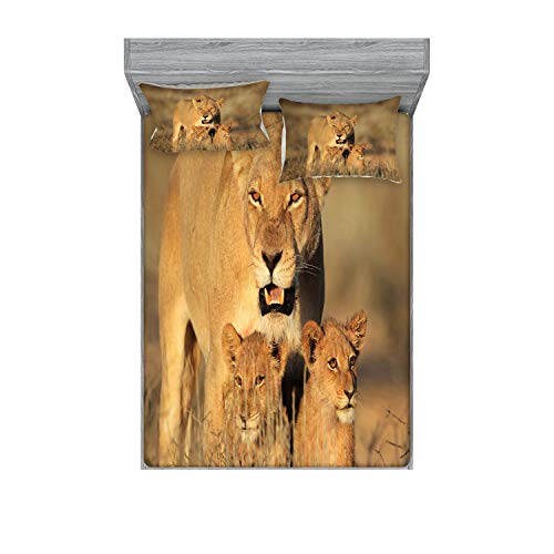 Ambesonne Safari Fitted Sheet & Pillow Sham