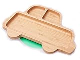 Bamboo Baby Toddler Suction Plate, Stay Put Feeding Dinner Dish (Green)
