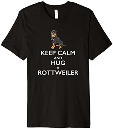 Mens Keep Calm and Hug a Rottweiler T Shirt for Dog Lovers Medium Black