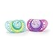 Chicco Flair Orthodontic BPA-Free Pacifier with Reusable Sterilizing Case, 2-pack, Pink/Purple, 12m+