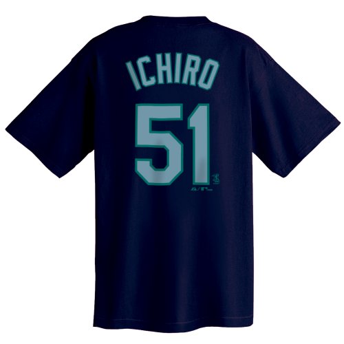 Ichiro Suzuki Seattle Mariners Name and Number T-Shirt, Athletic Navy