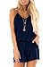 REORIA Womens Casual Summer One Piece Sleeveless Spaghetti Strap Playsuits Short Jumpsuit Beach Rompers Navy Blue X-Large