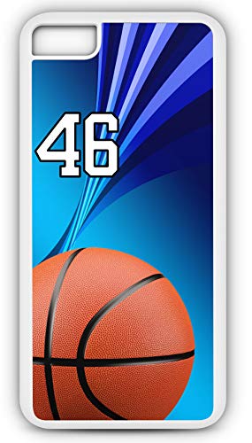 iPhone 7 Plus 7+ Case Basketball BK006Z Choice of Any Personalized Name or Number Tough Phone Case by TYD Designs in White Plastic and Black Rubber with Team Jersey Number 46